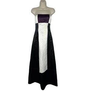 Jessica McClintock for Gunne Sax Size 1/2 Strapless Colorblock Satin Gown